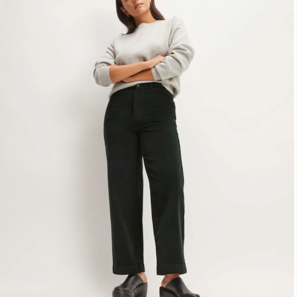 Everlane The Corduroy Wide-leg Pant Scarab (deep green) Size 0 - Picture 1 of 8